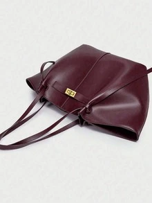 Women's Fashion Shoulder Bag, Crossbody Tote Handbag, Multifunctional Special Edition, Elegant Design, Large Capacity, Durable, Lightweight, Versatile For Work, Travel, Business, Can Fit Cosmetics - Burgundy - View 3