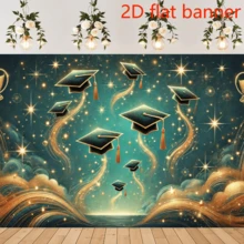 2D Flat BannerBeautiful Blue Starry Sky Graduation Theme Background Polyester Fabric Wall Covering - 1 Item - View 2