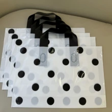 100个高品质礼品手提袋，女士服装包装袋，小波点图案手提袋，家居收纳，购物必备，可重复使用，适用于超市和便利店，旅行户外收纳袋，适合携带衣物、鞋子和其他物品，加厚礼品收纳袋，便携大容量手提袋。适用于情人节、婚礼、购物、生日礼物袋、派对礼物袋。 - 彩色 - 查看 4