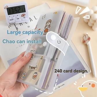 120/240-Page Portable Transparent Frosted Photo Album - Large-Capacity Storage Book, Can Store Movie Tickets, Postcards, Bank Cards And Identity Documents, 3-Inch Small Card Storage Book, Business Card Book, Back-To-School Season, Back-To-School Season, Essential For School Supplies