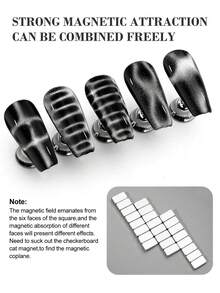 12pcs Y2K Style Nail Gel Magnetic Tools, Cat Eye Nail Strong Magnet, DIY Crocodile Leather Texture Nail Art - Multicolor - View 3