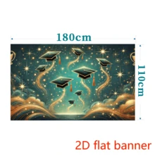 2D Flat BannerBeautiful Blue Starry Sky Graduation Theme Background Polyester Fabric Wall Covering - 1 Item - View 6