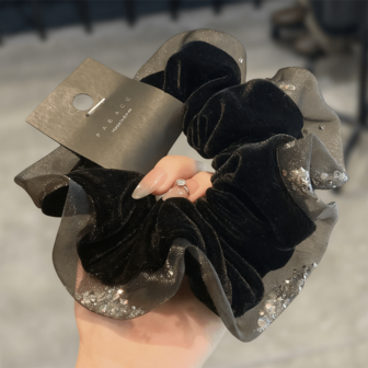 Rhinestone Scrunchie, New Velvet Hair Tie, Large Elastic Hair Scrunchie, Hair Accessories For Women ,Scrunchy Hair Ties