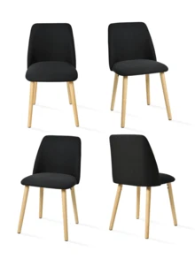 Goeurvant Silla de Comedor Ergonómica Moderna con Respaldo Curvo - Juego de 2 piezas / 4 piezas / 6 piezas - Negro - Ver 12