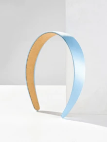 1pc Macaron Bright Color Solid Flat 3cm Wide Headband, Wide Padded Headband Head Accessories Hairband Beauty Home Hair Accessories - Baby Blue - View 1