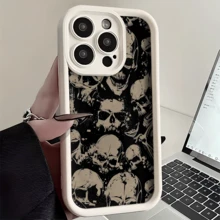Dark Skeleton Patterned Phone Case, Compatible With Models Such As 16E/15/14/13/12/11/PRO/PLUS/PROMAX/MINI, S/A/M/NOTE, S/G/EDGE/E, Transition SPARK/HANTOM/CAMON/, Honor 400/PLAY/X/Y,  Reno/A/F, 14//POCO/NOTE And Others. Transparent, Simple, Elegant And Durable, Made With Protective TPU Material. Ideal For Valentine's Day, Halloween, Christmas And Other Festive Occasions, Great For Personal Use Or As A Gift. - 波爾多 - 查看 6