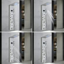 Sistema de ducha LED Panel de ducha de lluvia negra Sistema de torre Sistema de cabezal de ducha de cascada montado en la pared 5 funciones Columna de ducha de masaje con ducha de mano - Níquel cepillado - Ver 3