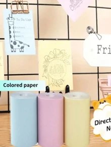 一套C17多功能迷你蓝牙热敏打印机套装，包含3卷彩色贴纸、3卷彩色热敏纸、3卷热敏纸、3卷贴纸、2卷标签纸、1卷彩色标签纸，可打印图像、照片、标签、文本、待办事项清单。 - 淺藍色 - 查看 4