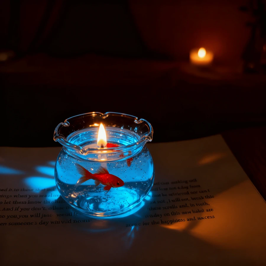 1个玻璃鱼缸造型蜡烛，创意家居装饰，香薰蜡烛，送给闺蜜、女性的礼物，冬季适用，适用于客厅、浴室、餐厅，大豆蜡烛，香薰蜡烛，蜡烛套装