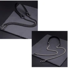 1-Pack Gold Metal Chain With Black PU Leather Strap - Stylish Alternative To DIY Handbag And Shoulder Bag Accessories, Secure Square Clasp For Versatile Fashion Design, Wallet Strap, DIY Wallet Making