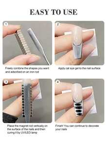 12pcs Y2K Style Nail Gel Magnetic Tools, Cat Eye Nail Strong Magnet, DIY Crocodile Leather Texture Nail Art - Multicolor - View 4