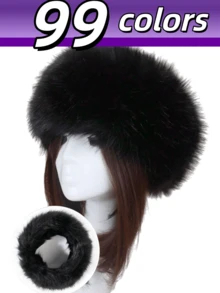 1pc Women Solid Black Fuzzy Headband, Fur Headband,Black Fur Hat,Black Fuzzy Hat,Earwarmer Hairband,Faux Fur Headband,Empty Top Winter Fluffy Hat Winter Outfits,Women Faux Fur Headband Winter Earwarmer Earmuff Ski,Valentine's Day Gifts, New Year Gifts. - Multicolor - View 1