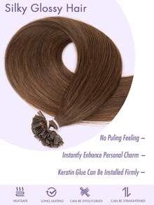 25英寸角蛋白融合接发，真人发丝，蛋白质粘合，适合女性，打造青春靓丽造型，12-24英寸，增加发量，50克 - S4 - 查看 5