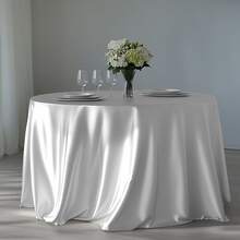 Satin Tablecloth For Wedding Reception - Round & Rectangular Wrinkle-Resistant Party Table Cover Multi Colors, Silky Shine For Birthday, Banquet, Themed Decor 1pc
