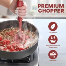 Meat Mincer, Hamburger Grinder, Premium Heat-Resistant Beef Mincer, Hamburger Grinder, Nylon Potato Mixing Tool, Meat And Poultry Tenderiser - Black - Red - View 5
