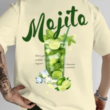 Men's 100% Cotton Mojito Drink T-Shirt - Apricot - View 1