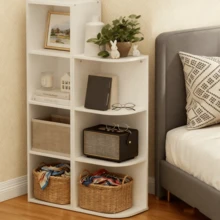 Mesa De Centro Estantería De Madera Mesa Auxuliar Estantes Librero Organizador de Madera de 3 Niveles para el Hogar, Sala de Estar, Estudio - Blanco - Ver 4