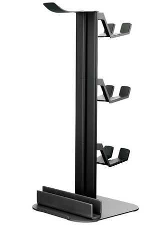 Stativ för hörlurar och kontroll i aluminiumlegering – Halkfri skrivbordsorganisatör i metall med flera lager och fack för telefoner och surfplattor, hållbar hållare för speluppsättning och hemmet, universell för handhållna enheter och konsoler