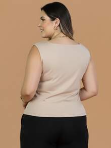 Women's Plus Size Tank Top With Square Neckline, Lined, Elegant - Omong-omong - View 2