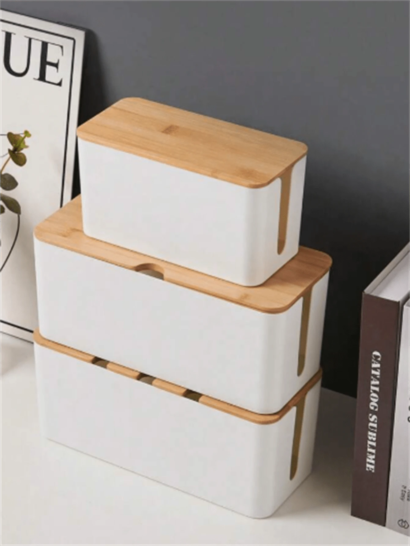3/2/1 Hộp đựng cáp chống nước cỡ lớn/trung bình/nhỏ có nắp, hộp đựng ổ cắm sạc, thích hợp cho bàn làm việc văn phòng, ký túc xá, nhà ở, nhà bếp, hộp quản lý cáp ẩn - Nhiều màu - Xem 1