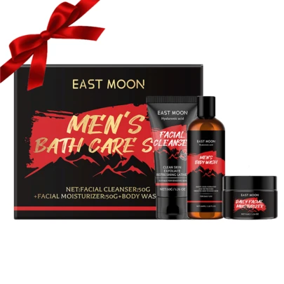 3 Pcs/Set Oil Control Men's Skincare Set, (Men Body Wash 100ml & Men Facial Moistyrizer 50g & Men Hydrating Facial Cleanser 50g)Minimize Pores Skin Care Gift Boxes,Gift Sets For Men,Stocking Stuffers For Men,Christmas Gifts For Boyfriend Or Dad,Valentine's Day Gifts For Men,Cheap Perfume Gifts