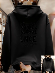Sudadera Casual con Patrón Geométrico para Hombre - Poliéster Lavable aáquina con Bolsillo Canguro |   Elección perfecta para la temporada de primavera y otoño manfinity herren - Negro - Ver 1
