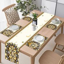 1/4/5/6/7pcs, Bohemian Style Table Runner/Placemat, Mandala Flower And Star/Moon Pattern Design, Islamic Table Runner, Washable Placemat/Placemat, Suitable For Home Kitchens, Outdoor Parties, Catering Table Runners And Placemats, Arabian Festival Decorations. - Multicolor - View 6