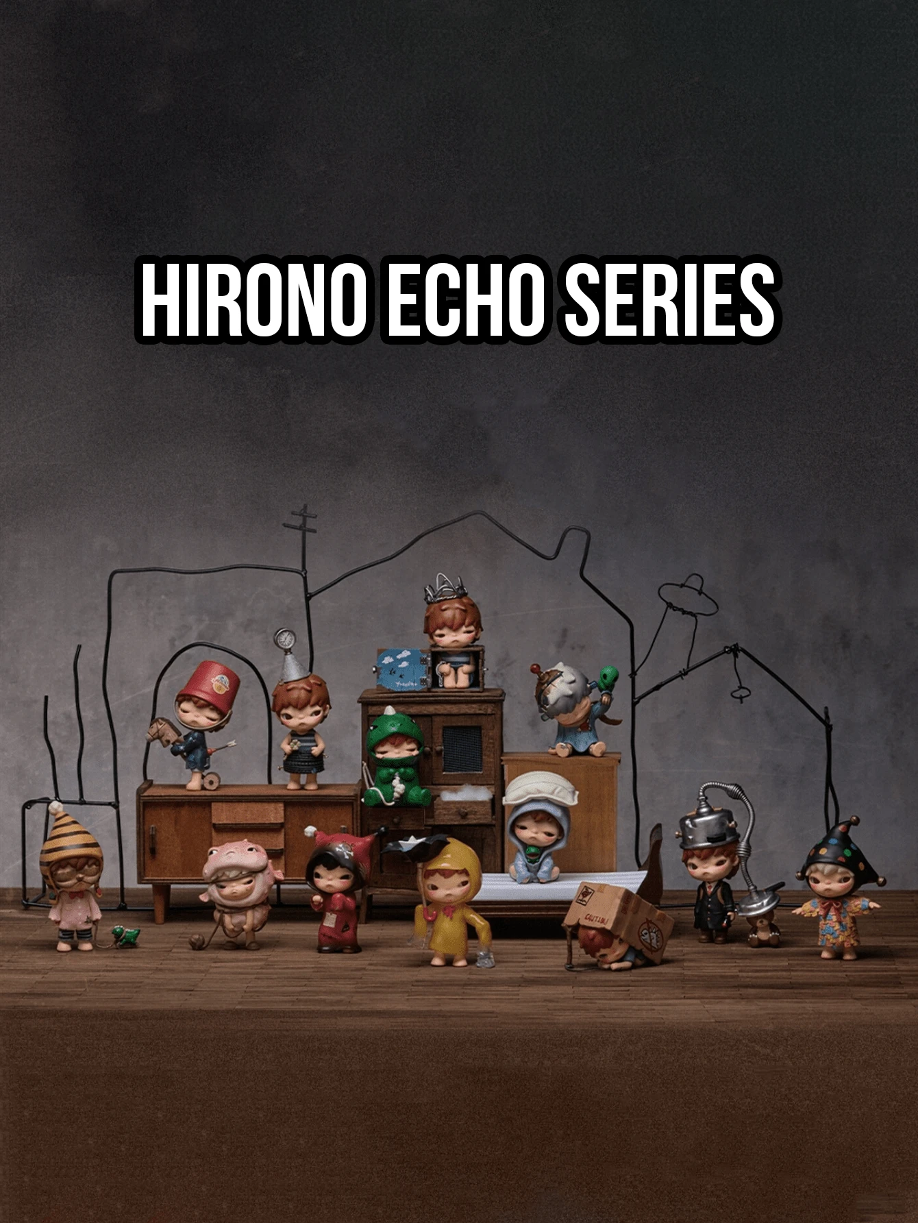 HIRONO ECHO 系列盲盒，12 款常規 + 1 款隱藏迷你公仔，Hirono 公仔模型雕像盲盒，獨特主題 Hirono 粉絲收藏品，精緻裝飾擺件，展示盒收藏品，主題派對裝飾，生日聖誕禮物