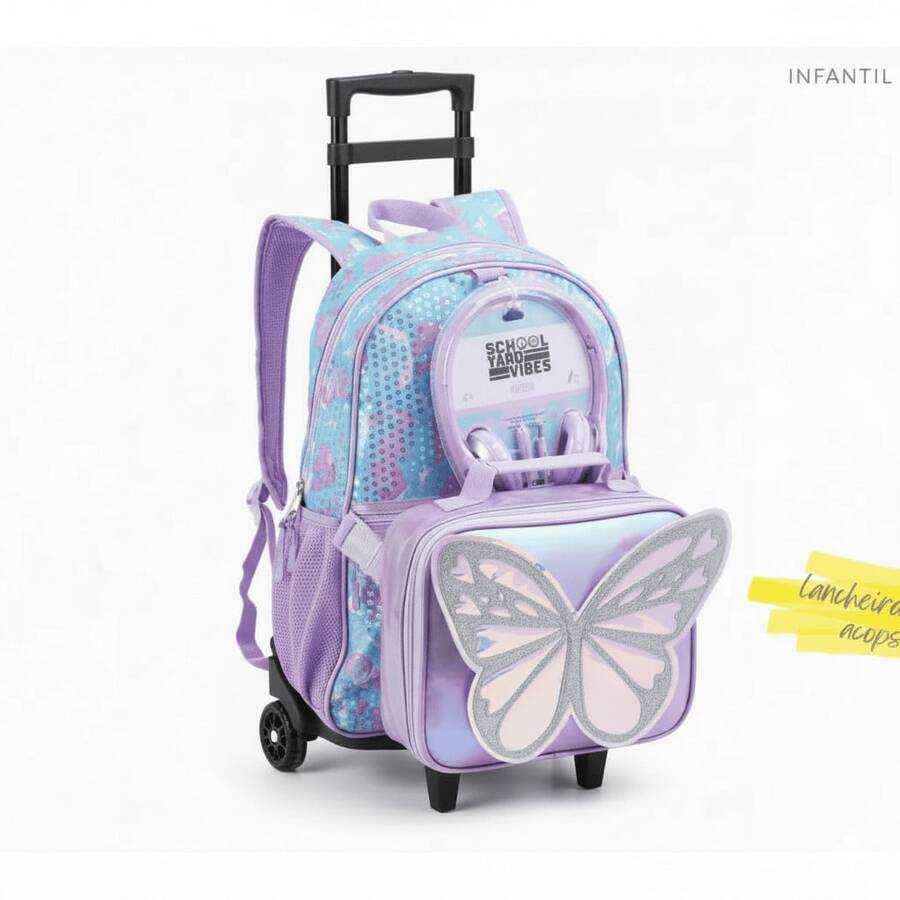 Enchanted Butterfly Children's Backpack With Wheels And Headphones ...