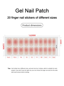 万圣节EMI水晶凝胶美甲贴纸，透明底胶，20片装，需配合UV灯使用，沙龙品质，持久耐用，ES20跨境批发单件直发，与红色美甲贴纸同款，指尖美甲贴纸 - 淺粉色 - 查看 4