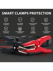 Portable Car Jump Starter With Air Compressor, Emergency LED Light And Power Bank - Quickly Charges Phones, Laptops, Cars, Trucks, RVs - Includes Storage Bag And Car Charger | Stylish Power Bank | Advanced Features, Portable Car Jump Starter - Multicolor - View 8