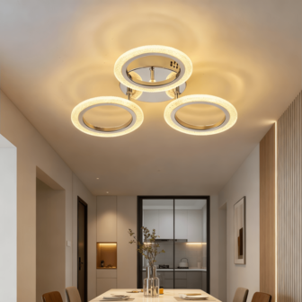 3-Ring Acrylic Flush Mount Ceiling Light, High Brightness, 3 Color Modes, Easy Installation, Lightweight, Suitable For Bedroom, Living Room, Dining Room, Hallway, Foyer And Other Indoor Decor Lighting