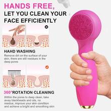 Silicone Face Cleansing Brush, Hot & Cold Face Exfoliating Scrub For Cleaning, Exfoliating And Massage, Waterproof Electric Face Brush For Men & Women - 粉色 - 查看 2