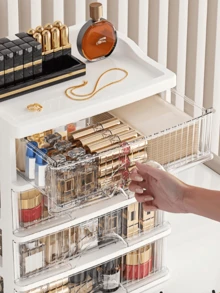 One Multi-Functional And Multi-Layered Desktop Drawer Transparent Storage Box, Suitable For Storing Cosmetics, Office Supplies, Toys, Models, And Can Also Be Used As A Display Cabinet, Dressing Table, Furniture Decoration, Etc. - Multicolor - View 3