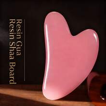 Facial Gua Sha Tool Resin Massager, Heart Triangular Shape Face Scraper, Beauty Massage Stick For Jawline Cheekbone, Lymphatic Drainage Skin Care Tool - 淺粉色 - 查看 4