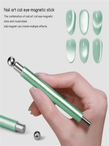 Professional Nail Art Tools, With 3D Cat Eye Magnet And Brush - Round Steel Bead Dual-End Design, For Salon And Nail/Pedicure - Cat Eye Nail Art Effect, Suitable For Nail Artists, Nail Painting Tools, Girlfriend Gifts (No Brush Required) - Multicolor - View 9