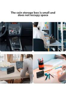 1pc Multi-Function Black Plastic Coin Storage Box - 5 Compartment Euro Coin Holder With Coin Dispenser, Portable Euro Coin Case And Travel Coin Container | Coin Organizer For Car, Home, Office And Travel | Perfect Gift For Friends, Family And Loved Ones, Ideal For Collectors On Holidays/Thanksgiving/Christmas, Also A Must-Have For Back To School - Multicolor - View 4