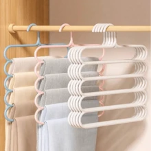 5-Layer Multifunctional Pants Rack, Wardrobe Space Saving Hanging Pants Rack, Household Anti Slip Multi-Layer Pants Storage Hanger, Multi-Purpose Hair Clip Storage Rack (3 Pieces) - White - View 1