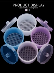 1个美甲钻消毒盒，美甲抛光头清洁消毒盒（带过滤器），双层过滤清洁盒，美甲收纳盒，美甲刷清洁容器 - 彩色 - 查看 3