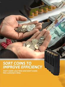 1pc Multi-Function Black Plastic Coin Storage Box - 5 Compartment Euro Coin Holder With Coin Dispenser, Portable Euro Coin Case And Travel Coin Container | Coin Organizer For Car, Home, Office And Travel | Perfect Gift For Friends, Family And Loved Ones, Ideal For Collectors On Holidays/Thanksgiving/Christmas, Also A Must-Have For Back To School - Multicolor - View 5