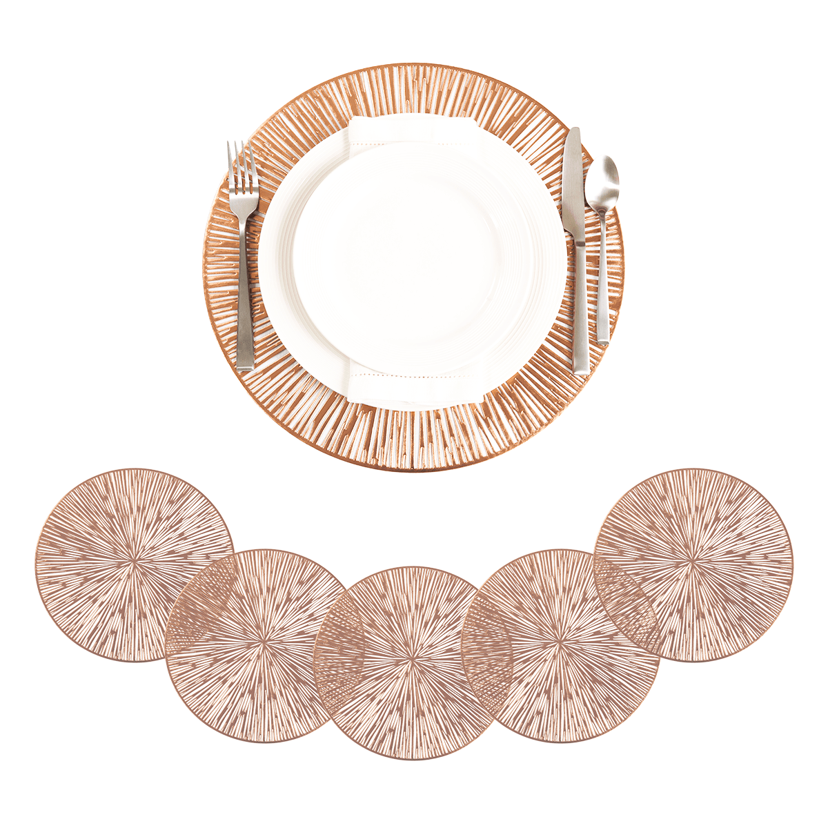 VITTORI MX 6 Piezas Manteles Individuales redondos de PVC 38cm elegante resistentes facil de limpiar ideal para cena reunion
