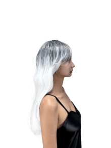 1件装 - 女士派对黑白假发 - 黑白撞色长假发 - 引人注目的派对焦点