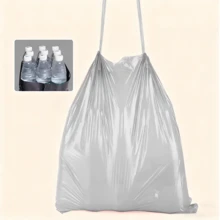 Paquete de 10 rollos con 200 bolsas de basura con cordón de 200 colores: extra gruesas, duraderas, a prueba de fugas, resistentes al calor, sin olores, ideales para cocinas, baños y oficinas. - Gris - Ver 8