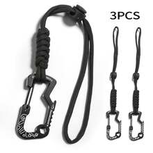 3件套多功能防丢钥匙链挂绳 - 带手链、水壶挂钩，适用于背包、水杯、雨伞，耐用编织绳，露营、徒步、骑行等户外装备
