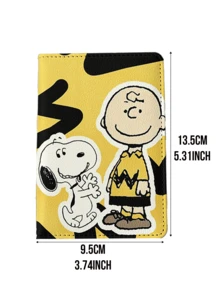 Peanuts Snoopy & Charlie Brown Passport Holder (Yellow Print) - Kawaii Cartoon Leather Card Wallet, Travel Document Organizer for Passport/ID/Cards, Stylish Slim Case for Travelers & Teens, Ideal for Vacation/Commute & Gift, Pean - 款式8 - 查看 9