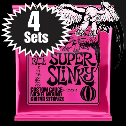 4 SETS!  SUPER SLINKY ELECTRIC GUITAR STRINGS 2223