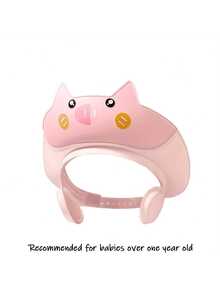 [Cute Piggy Shower Cap] Soft & Comfortable 1pc Adorable Piggy-Themed Youngsters Shower Cap - Adjustable With Ear Protection - Cute Cartoon Design In Pink, Blue, Yellow For Fun Bath Time - Multicolor - View 12