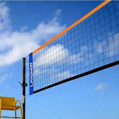 Portable Foldable Volleyball Net - Quick Installation, Durable Nylon/Polyester Material, Suitable For Volleyball, Badminton, Tennis, Pickleball, Indoor And Outdoor Use, Comes With Ground Stakes And Tensioner, Orange/Blue/Black