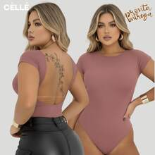 Women's Ballerina Bodysuit With Low Neckline And Open Back – Short Sleeves And Double Lining - màu đen - Xem 6