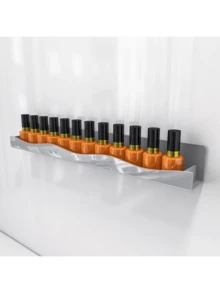 Estante de acrílico plateado para esmalte de uñas, estante de pared de 15 pulgadas para esmalte de uñas, estante de almacenamiento y exhibición para gafas de sol, aceites esenciales - Espejo plateado - Ver 10